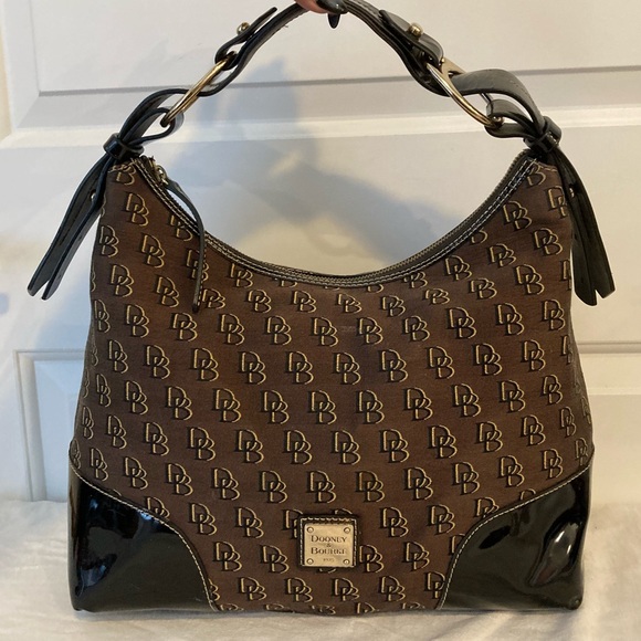 Dooney & Bourke Handbags - DOONEY & BOURKE Canvas Monogram Hobo Shoulder Bag Dillen